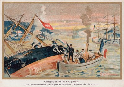 Gunboats franceses em Paknam, Sião de French School