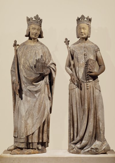 Rei francês Carlos V e Joana de Bourbon (pedra) de French School