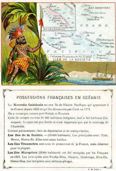 Possessões francesas na Oceania, c.1890 de French School