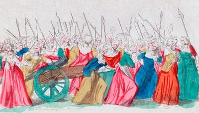 Revolução Francesa: "A Versailles, a Versailles" La marche des femmes sur Versailles 5/10/1789 (Março das Mulheres em Versalhes, Paris, 5 de Outubro de 1789 de French School
