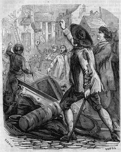 Revolução Francesa: "Pillage de la fabrication de wallpaper de Reveillon 28 de Abril de French School