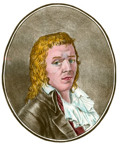 Revolução Francesa: "Retrato de François Babeuf dit Gracchus (1760-1797) revolucionário" Gravura da Colecção Privada do século XVIII de French School