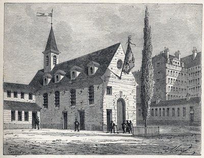 Revolução Francesa: local de encontro do clube Jacobins em Paris, antigo convento no bairro de Saint-Honore (Saint Honore). Gravura a partir de 1889. Coleção privada. de French School
