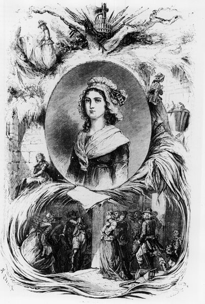 Revolução Francesa: retrato de Charlotte Corday, v.1793. de French School