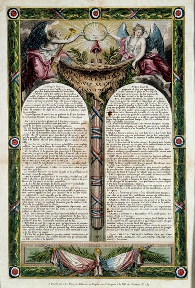 Revolução Francesa: cartaz da declaração dos direitos humanos de French School