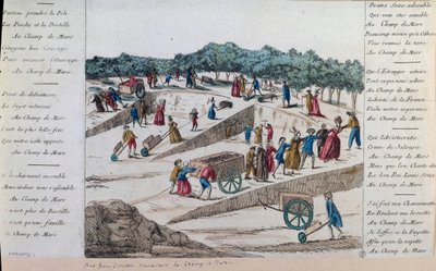 Revolução Francesa: os trabalhadores do Champs de Mars em 1789 em Paris. Paris, Museu Carnavalet de French School