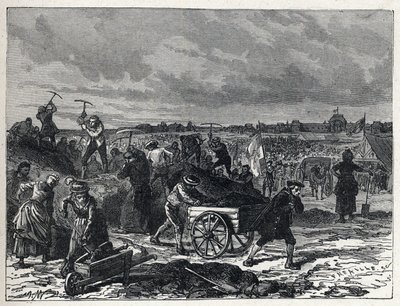 Revolução Francesa: obras dos Champs de Mars (Champs-de-Mars) em Paris, para preparar a Fete de la Federation em 1790. de French School