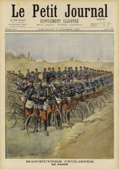 Tropas de bicicleta francesas em manobras de French School