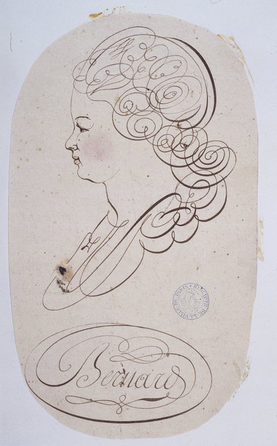 Caligrafia francesa: Retrato de um jovem executado por Bernard de Paris por volta de 1780. de French School