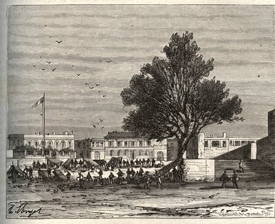 Colónias francesas em África - Place du gouvernement a Goree - gravura em "La France illustree: geography, history, statistical administration" de V.A. Malt-Brown. 1884 de French School