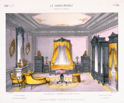 Design francês para um interior de um quarto em estilo neo-grego de Le Garde-Meuble livro padrão, Publicado por D Guillard, Paris de French School
