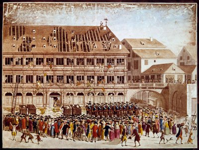 Revolução francesa: saque da prefeitura de Estrasburgo em 20/07/1789. Impressão anónima. Paris, B.N. de French School