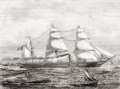 transatlântico francês de navio a vapor Pereire (1866-1888), de Les Merveilles de la Science, pub.1870 de French School