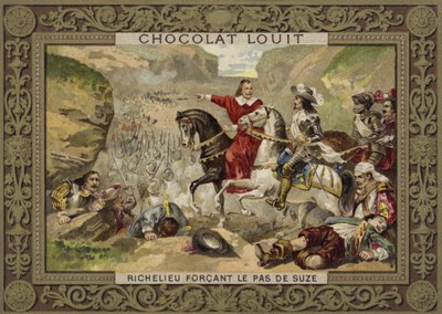 Tropas francesas comandadas pelo cardeal Richelieu forçam a passagem em Suza, Savoy, 1629 de French School