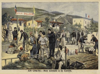 Tropas francesas em Chania, Creta, 1897 de French School