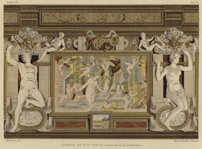 Afresco no Chateau de Fontainebleau, França, do século XVI de French School