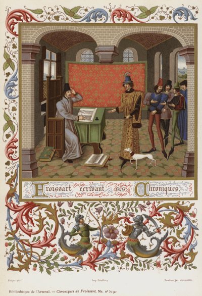 Froissart a escrever as suas Crónicas (cromolitografia) de French School