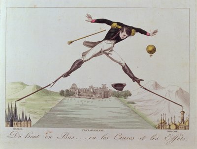 De Alto a Baixo ... ou as Causas e os Efeitos, caricatura da política externa de Napoleão, c.1814 de French School