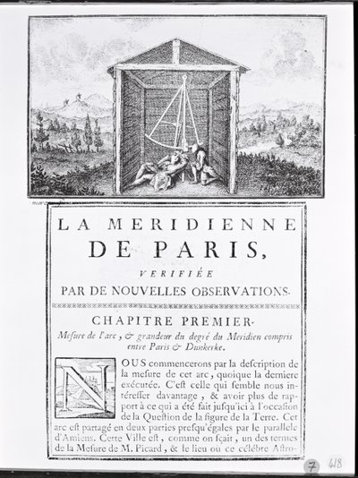 Primeira página do primeiro capítulo de La Meridienne de Paris de Cesar-François Cassini de Thury, 1744 de French School