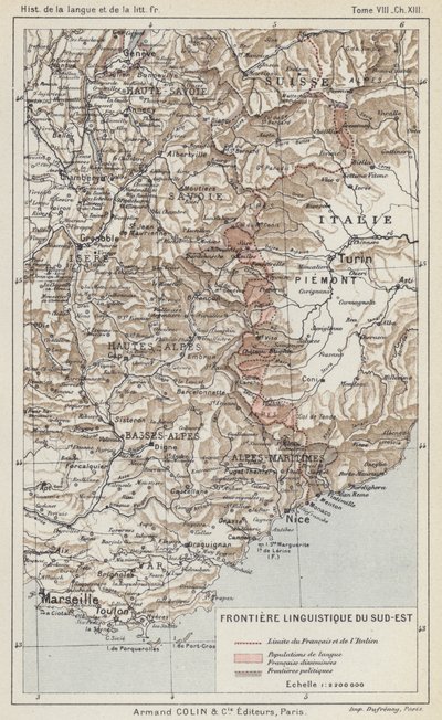 Fronteira Linguística do Sudeste (cor litho) de French School