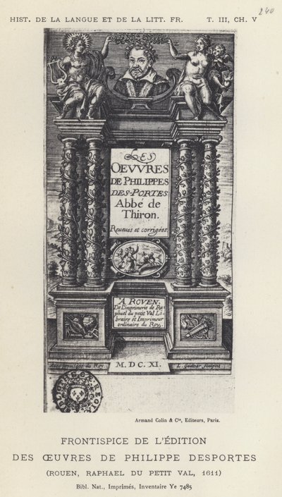 Frontispício da Edição de The Works Of Philippe Desportes (litho) de French School