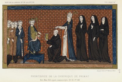 Frontispício de The Primate Chronicle (cor litho) de French School
