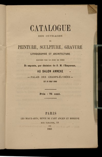 Frontispício do catálogo do Salon des Refuses, 1863 de French School