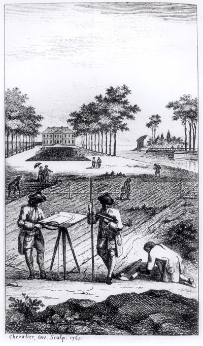 Frontispício de La Science de l&39;Arpenteur por Dupain de Montesson (c.1720-90) publicado em Paris, 1766 de French School