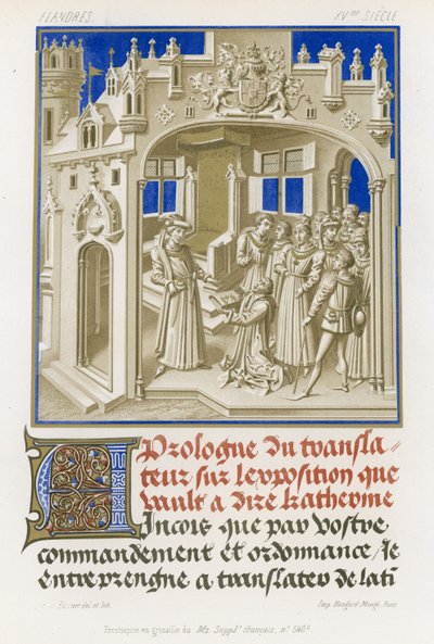 Frontispício em grisaille de um manuscrito de French School
