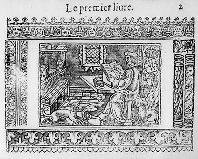 Frontispício do primeiro livro de Utopia de Thomas More (1478-1535) de French School