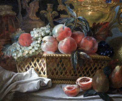 Vaso e cesto de fruta (detalhe). c.1770 (óleo sobre tela) de French School