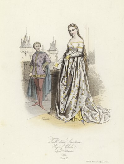Traje completo do reinado de Carlos V da França de French School