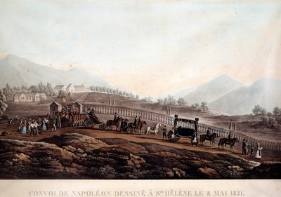 Comboio de Funebre de Napoleão I (1769-1821) a Sainte Helene a 8/05/1821 Gravura de cerca de 1830 Ile d