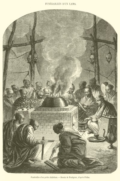 Funeral de um padre tibetano (gravura) de French School