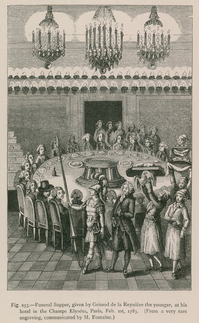 Ceia Fúnebre, dada por Grimod de la Reynière, o Jovem, em seu Hotel nos Champs-Elysées, Paris, 1º de fevereiro de 1783 de French School