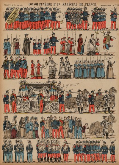 Procissão fúnebre de um Marechal de França (gravura a cores) de French School