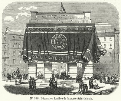 Decoração funerária da Porte Saint-Martin em homenagem às vítimas da revolta dos Dias de Junho, Paris de French School
