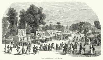Funfair on the Carre Marigny, Champs Elysees, Paris (gravura) de French School