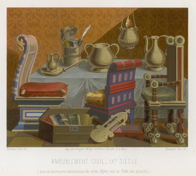 Móveis e objetos do século IX de French School