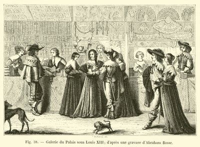 Galeria do Palácio sob Louis XIII, depois de uma gravura de Abraham Bosse de French School