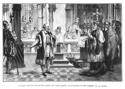 Galileu (1564-1642) retrai sua teoria do movimento da terra perante os juízes do Santo Ofício de French School