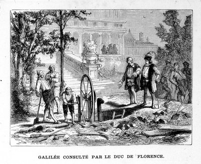 Galileu consultado pelo Duque de Florença - em “” Álbum da Ciência; cientistas ilustres; Grandes descobertas ”” ”1896. Galileo consultado pelo Duque de Florença - no Álbum da Ciência; cientistas ilustres; Grandes descobertas 1896. de French School