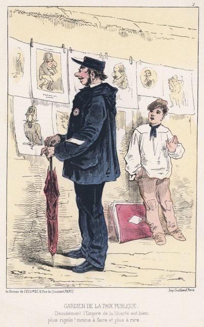 Guardião da Paz Público (gravura a cores) de French School