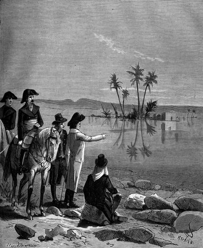 Gaspard Monge, Conde de Peluse (1746 - 1818), matemático francês durante a campanha (expedição) do Egito (1798-1801) observou o fenômeno da miragem. de French School