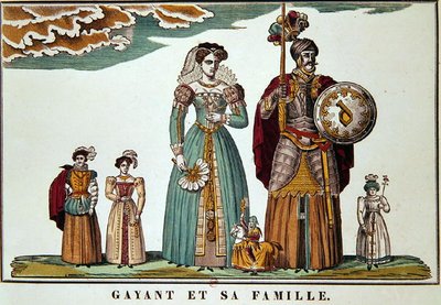 Gayant e sua família, Imagerie de Lille (cor litho) de French School