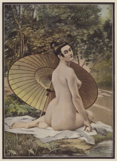 Geisha a tomar banho (cor litho) de French School