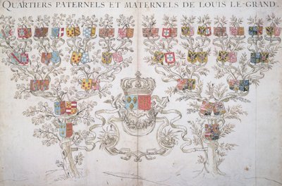 Genealogia de Luís XIV (1638-1715) mostrando seu direito à coroa da França, 1643 de French School