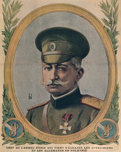 General Aleksei Brusilov, chefe do exército russo que esmagou os austríacos e os alemães em Volhynia, ilustração da capa do Le Petit Journal, 2 de julho de 1916 de French School