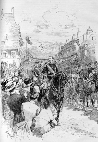 O General Boulanger entrou oficialmente em Clermont Ferrand (Clermont-Ferrand) em 1887. de French School