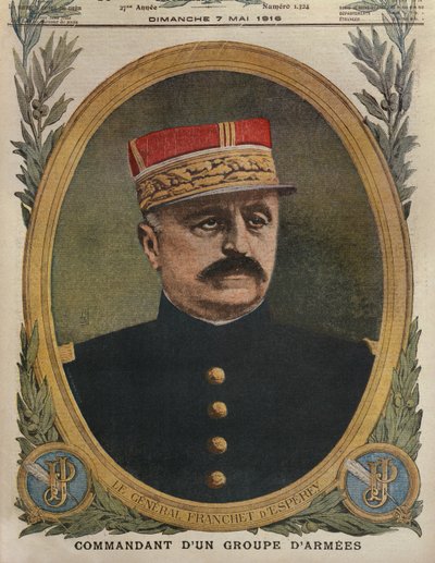 General Franchet dEsperey comandante de um grupo do Exército, ilustração da capa do Le Petit Journal, suplemento ilustrado, 7 de maio de 1916 de French School
